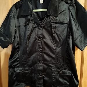 Venezia Black Satin Blouse